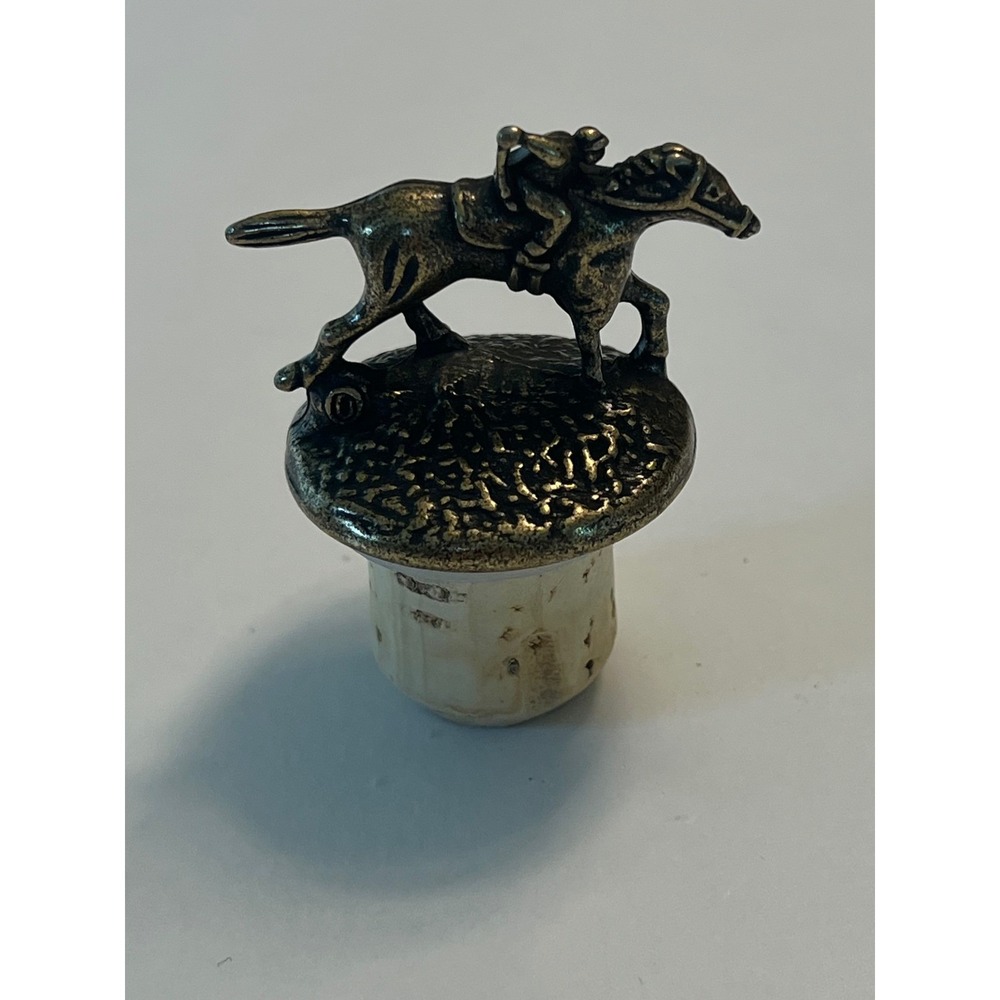 Blantons Bourbon Horse and Jockey Bottle Stopper Letter O Collectible Pewter
